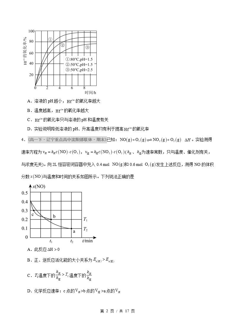 化学-高1下学期末真题汇编 重难点04 化学反应速率及平衡图像问题的分析原卷试卷答案解析题型考点考试复习插图真题汇编专项1