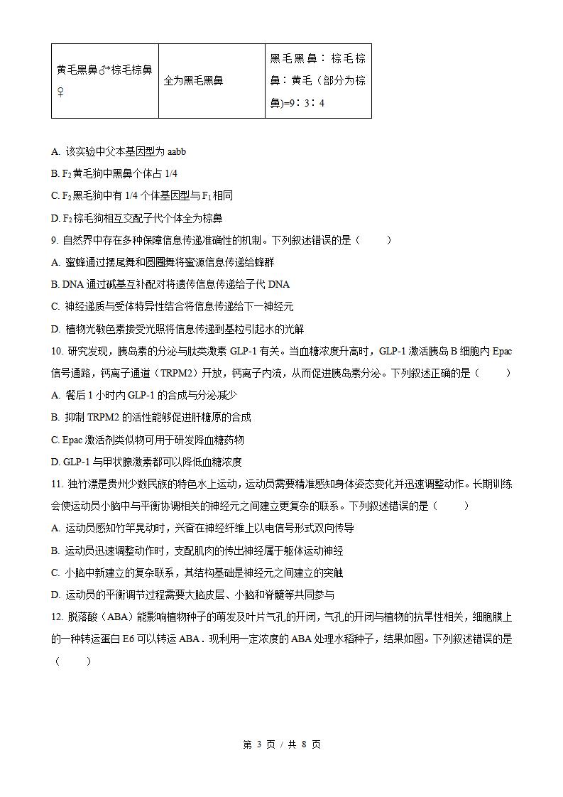 2026年高考生物贵州卷真题试卷答案省科解析插图历年高考真题1