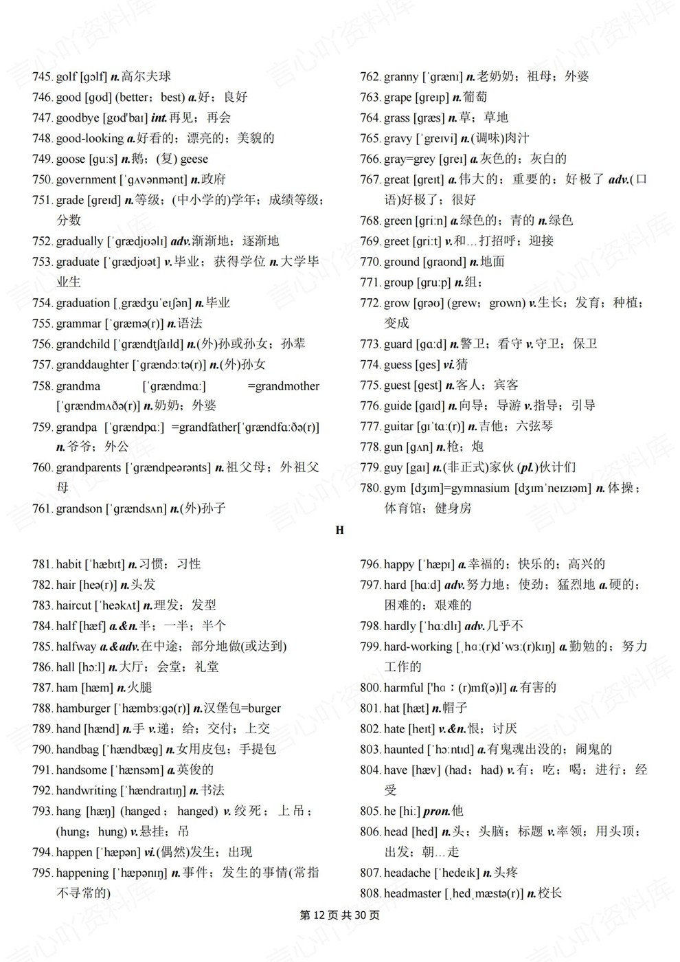 初中英语-中考词汇新课标考纲2000单词背诵清单插图初中英语7