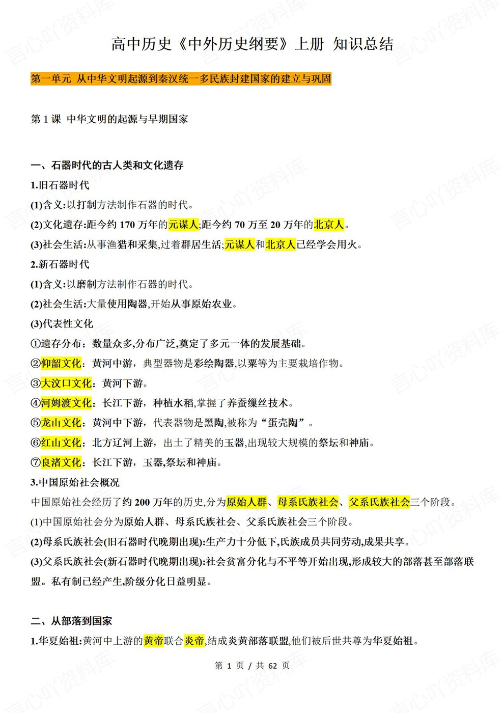 高中历史-必修上册中外历史纲要-上教材章节归纳梳理插图高中历史1 高中历史-必修上册中外历史纲要-上教材章节归纳梳理插图高中历史1
