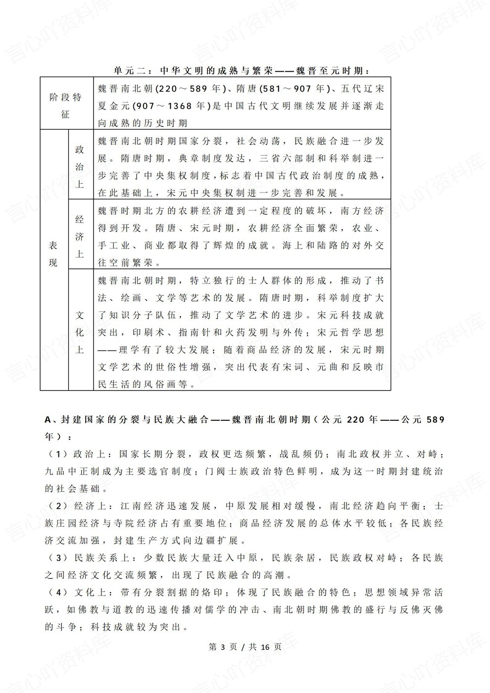 高中历史-阶段特征中国古/近/现代史知识归纳总结插图高中历史3 高中历史-阶段特征中国古/近/现代史知识归纳总结插图高中历史3