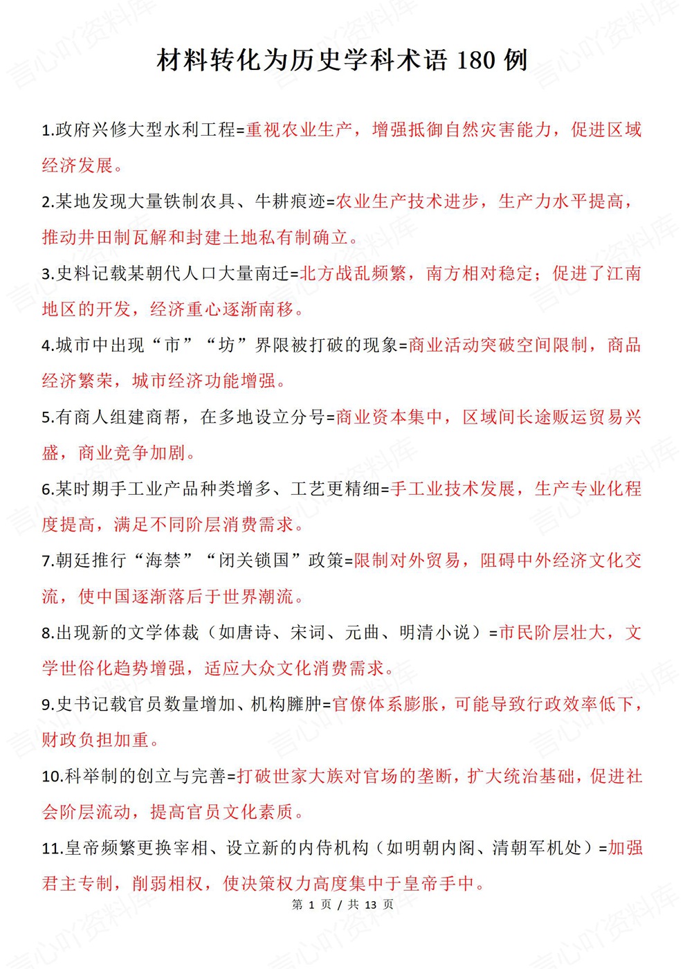 高中历史-专项知识180条材料转化学科术语插图高中历史1