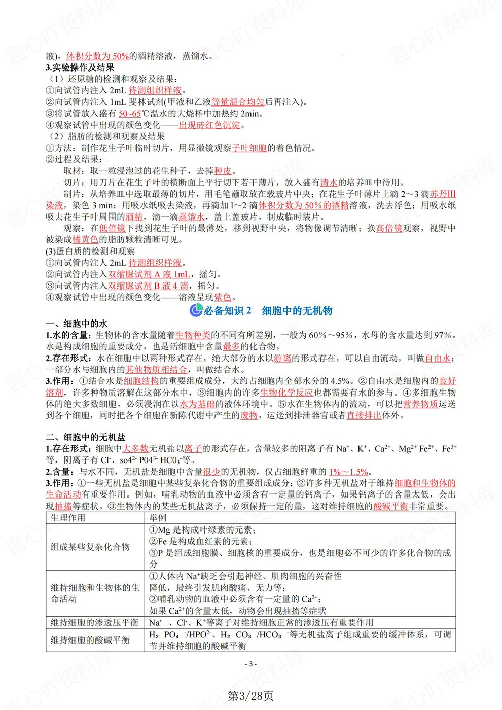 高中生物-会考梳理必修一二册归纳汇总知识清单插图高中生物3