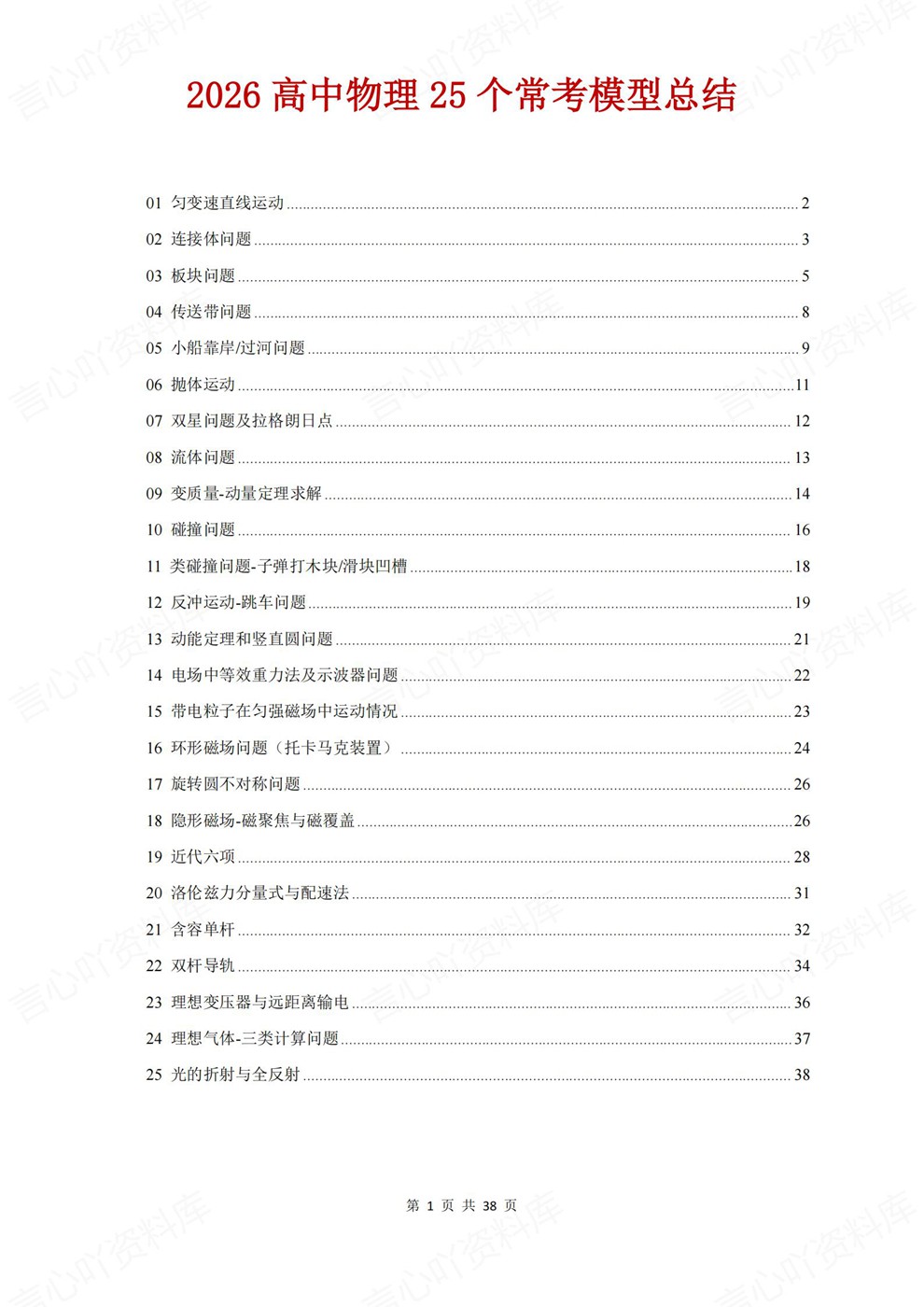 高中物理-常考模型25个常见模型汇总专项板块复习归纳插图高中物理1 高中物理-常考模型25个常见模型汇总专项板块复习归纳插图高中物理1