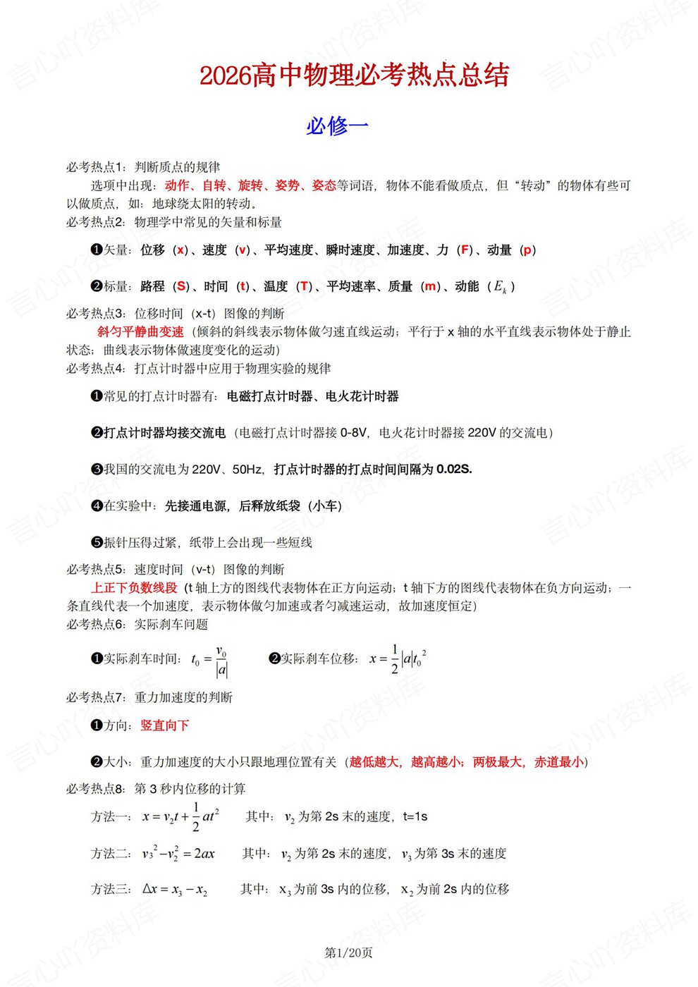 高中物理-必修选必热门知识复习归纳热点总结插图高中物理1 高中物理-必修选必热门知识复习归纳热点总结插图高中物理1