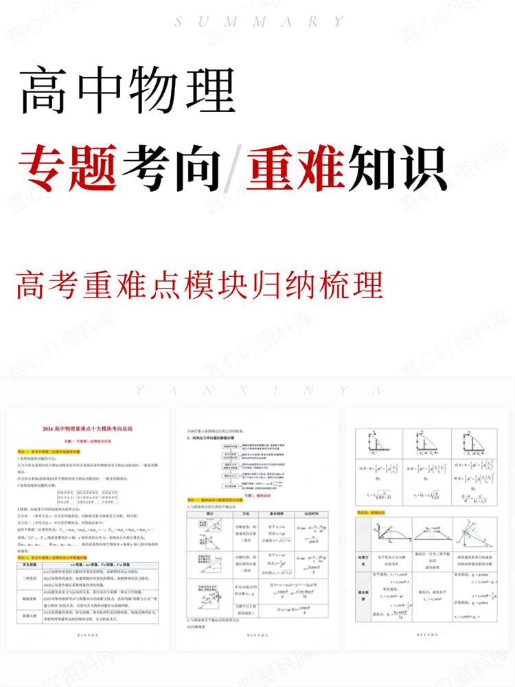高中物理-专题考向高考重难点模块归纳梳理-言心吖资料库