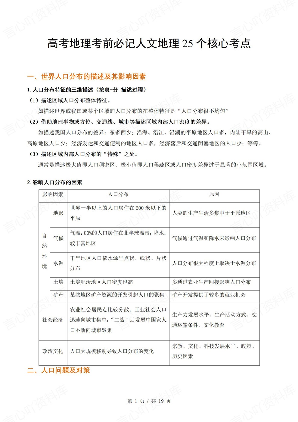高中地理-高考复习考前背记25个核心考点插图高中地理1