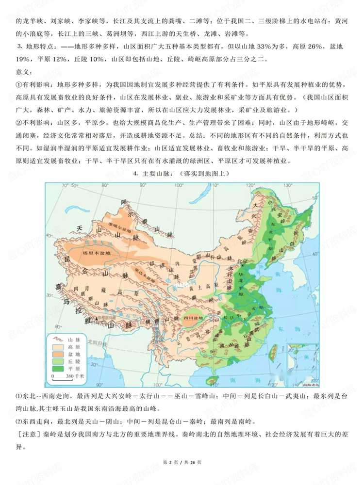 高中地理-高考复习中国地理考前知识清单插图高中地理2 高中地理-高考复习中国地理考前知识清单插图高中地理2
