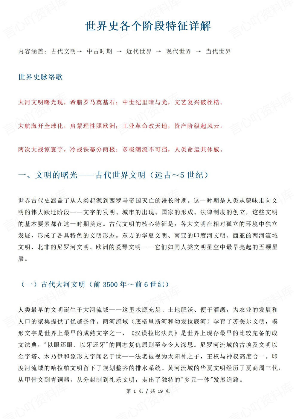 高中历史-世界史各个阶段知识详解插图高中历史1 高中历史-世界史各个阶段知识详解插图高中历史1