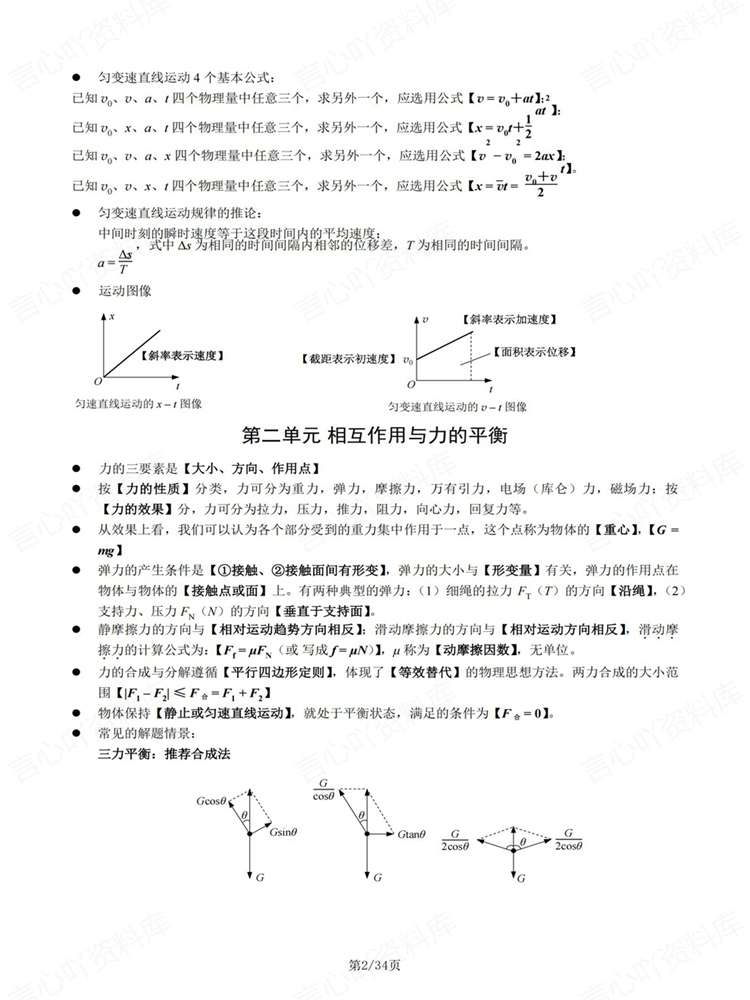高中物理-必修选必基础知识清单速览背记插图高中物理2