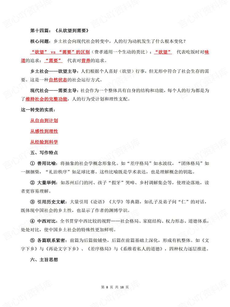 高中语文-名著知识《乡土中国》专项归纳插图高中语文6 高中语文-名著知识《乡土中国》专项归纳插图高中语文6