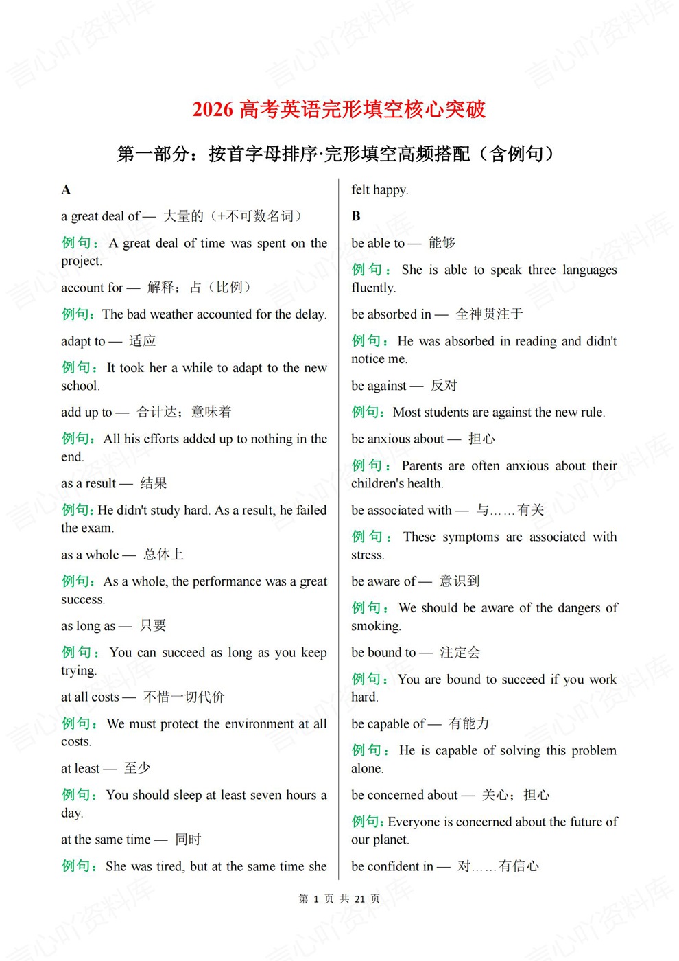 高中英语-高考复习专题知识归纳梳理插图高中英语1 高中英语-高考复习专题知识归纳梳理插图高中英语1