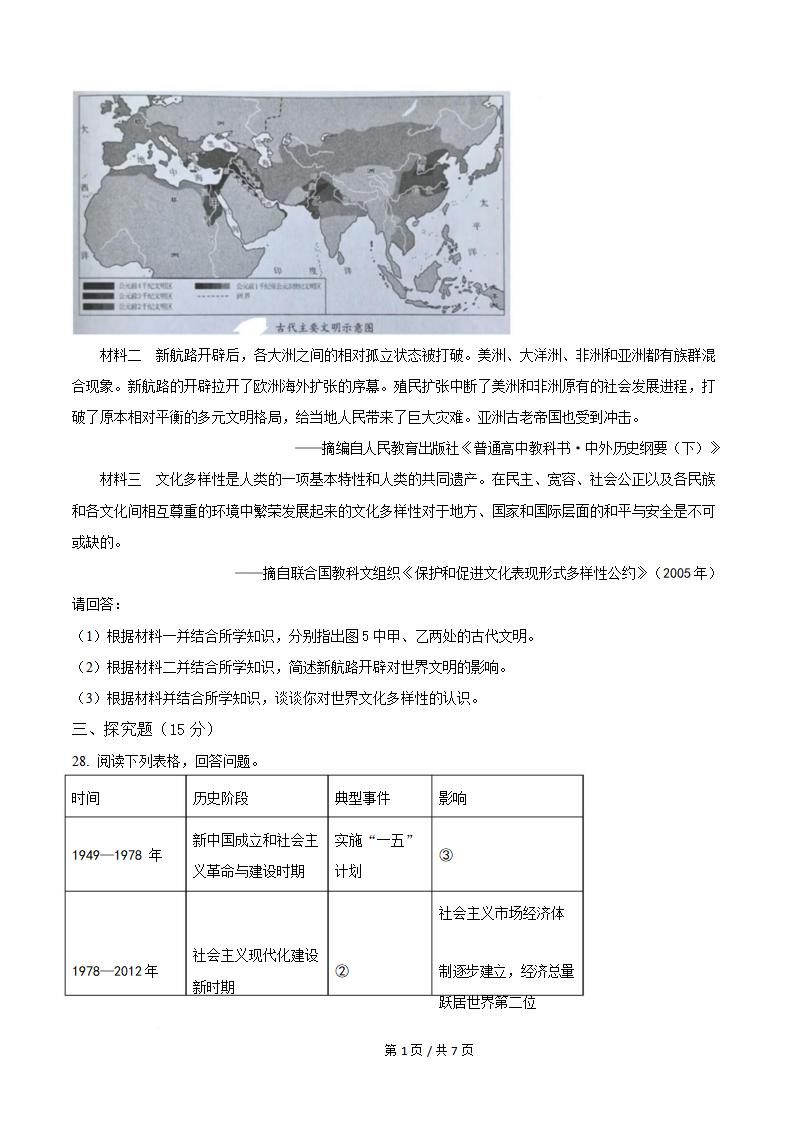 湖南省2026年高中学业水平合格性考试历史真题试卷答案解析学考会考春考高考插图历年学考真题3