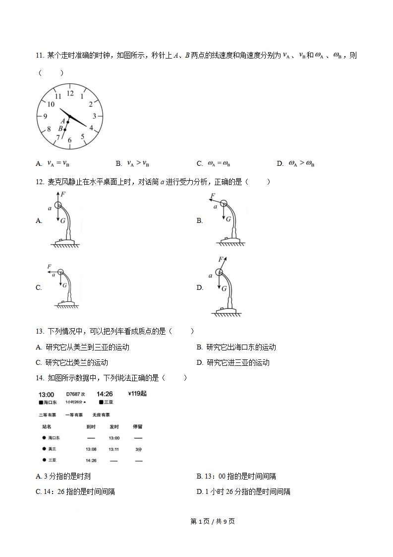 海南省2025年高中学业水平合格性考试物理真题试卷答案解析学考会考春考高考插图历年学考真题1