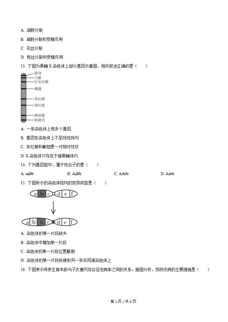 甘肃省2024年高中学业水平合格性考试生物真题试卷答案解析学考会考春考高考插图历年学考真题1