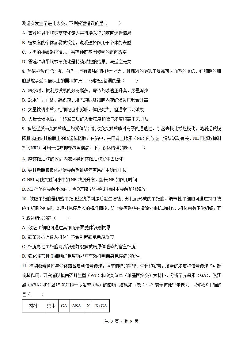 2026年高考生物甘肃卷真题试卷答案省科解析插图历年高考真题1