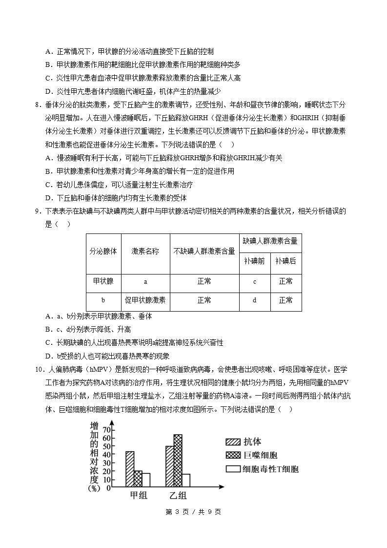 高中生物-高二上学期期中试卷答案解析通用版插图同步试卷专项2