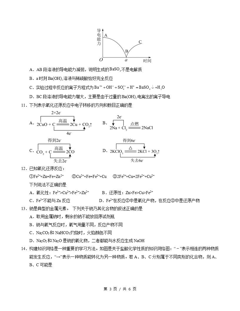 高中化学-高一上学期月考试卷第1次答案解析人教版插图同步试卷专项2