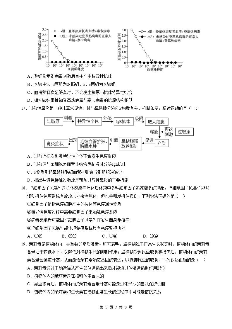 高中生物-高二上学期期中试卷答案解析人教版插图同步试卷专项4