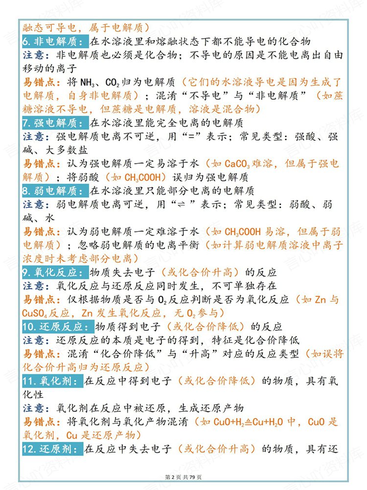 高中化学-必修选必241个高频清单背记手册知识归纳插图高中化学2
