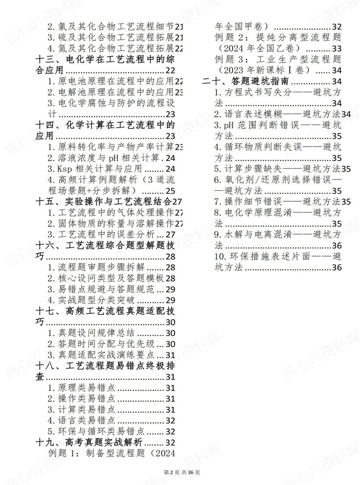 高中化学-化工流程41个考点答题方法口诀题型技巧插图高中化学2