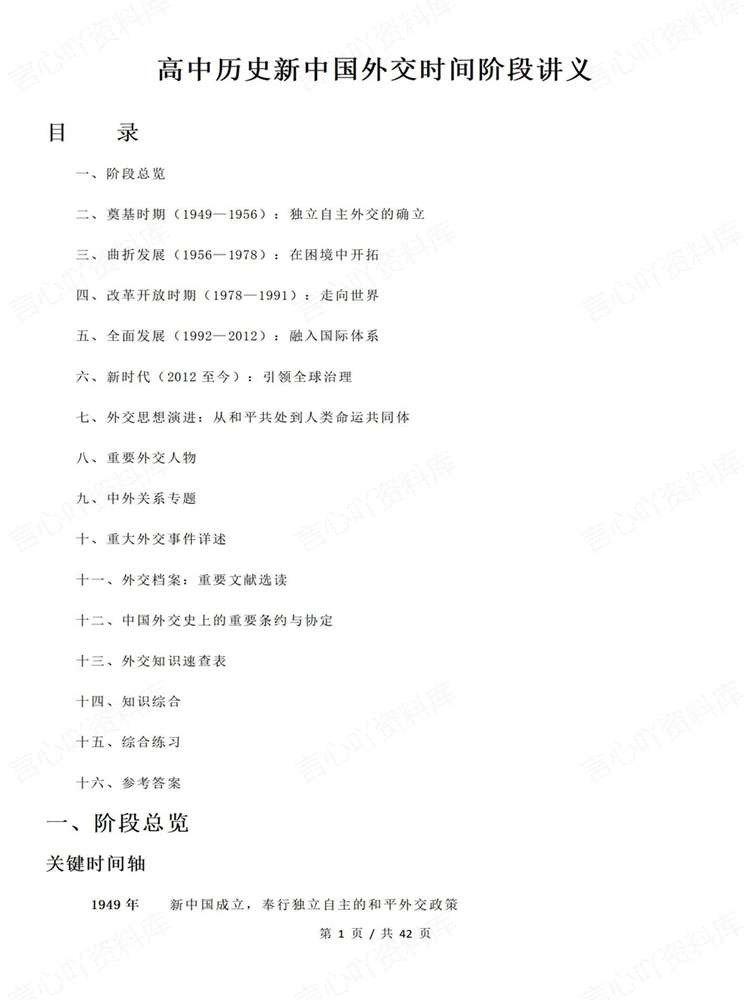 高中历史-专项复习新中国外交时间知识梳理插图高中历史1 高中历史-专项复习新中国外交时间知识梳理插图高中历史1