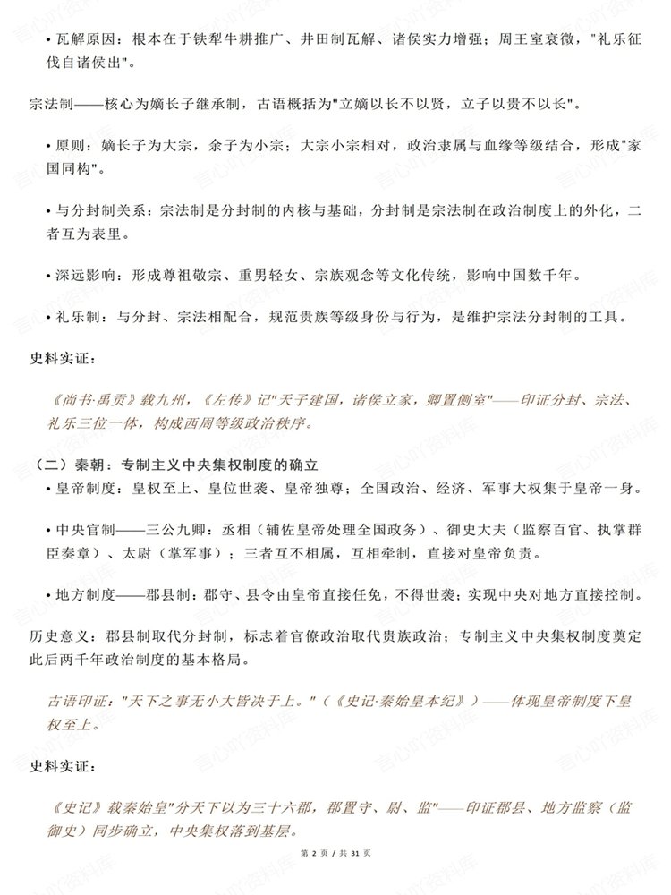 高中历史-高考复习政治经济与思想文化归纳古代史梳理插图高中历史2