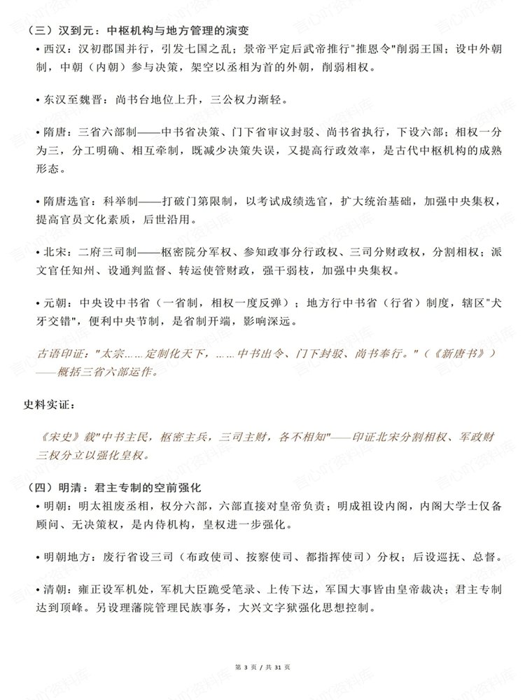 高中历史-高考复习政治经济与思想文化归纳古代史梳理插图高中历史3
