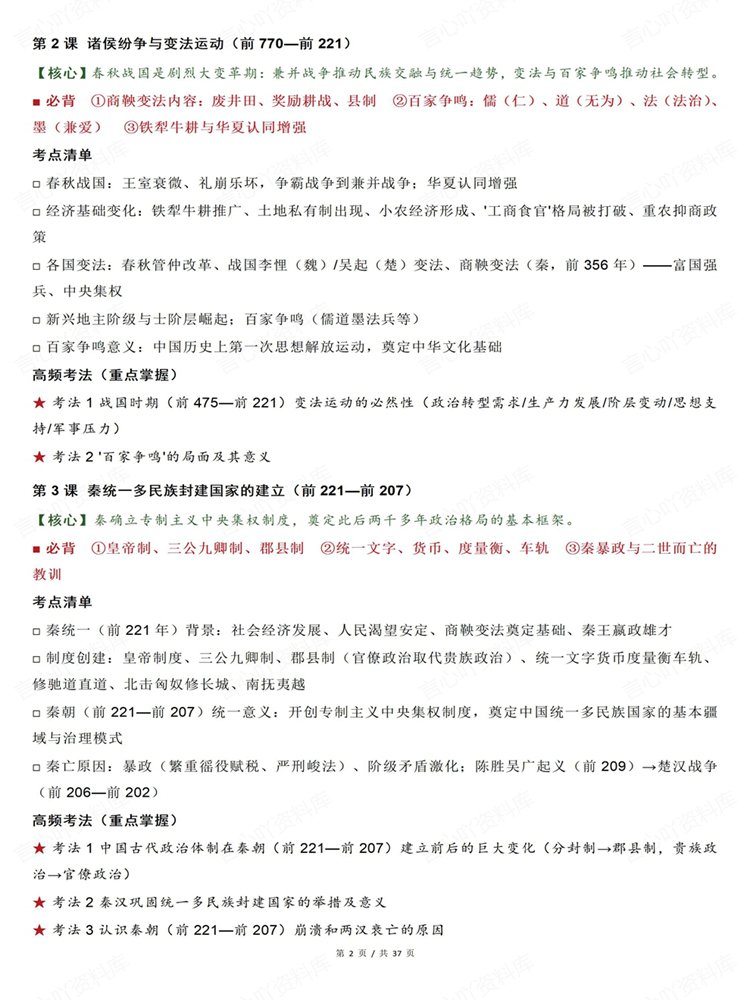 高中历史-必修选必一轮复习框架清单梳理知识融合插图高中历史2 高中历史-必修选必一轮复习框架清单梳理知识融合插图高中历史2