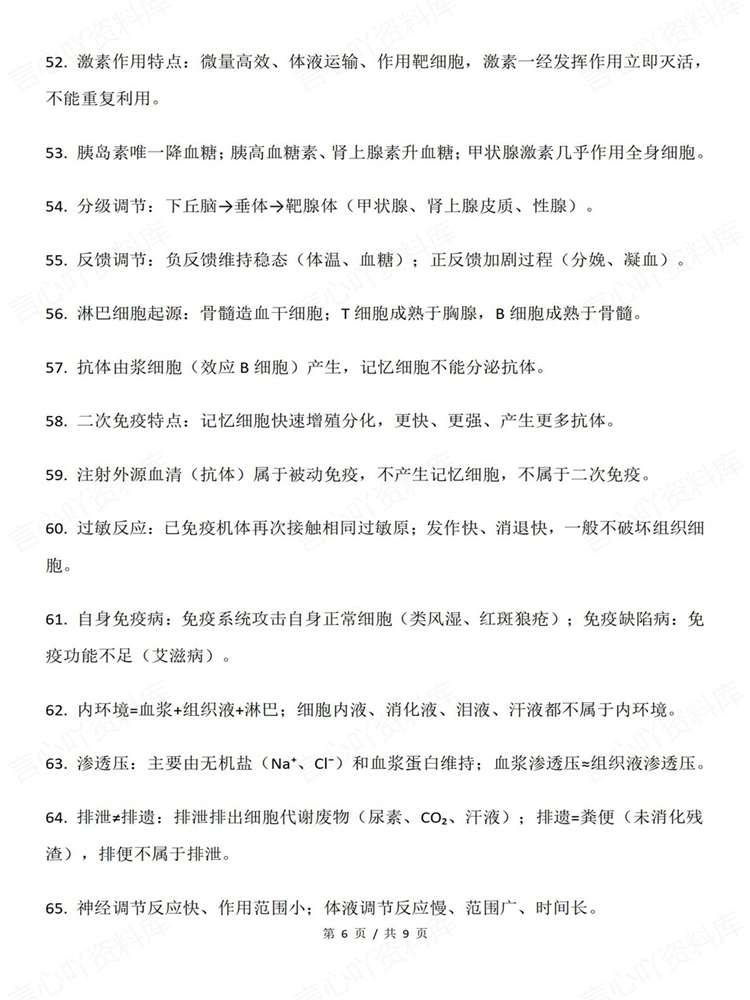 高中生物-必修选必100条易错混精简知识梳理插图高中生物5