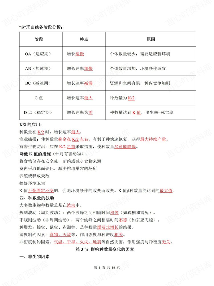 高中生物-选必二章节单元清单提纲填空知识背默插图高中生物4