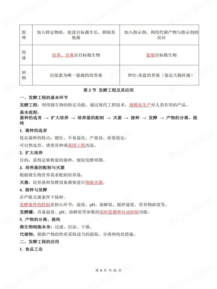 高中生物-选必三章节单元清单提纲填空知识背默插图高中生物6