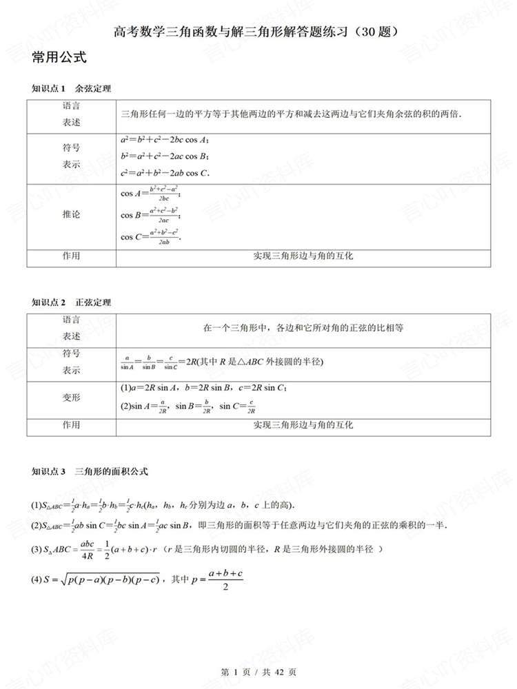 高中数学-三角函数高考真题解答题检测练习插图高中数学1