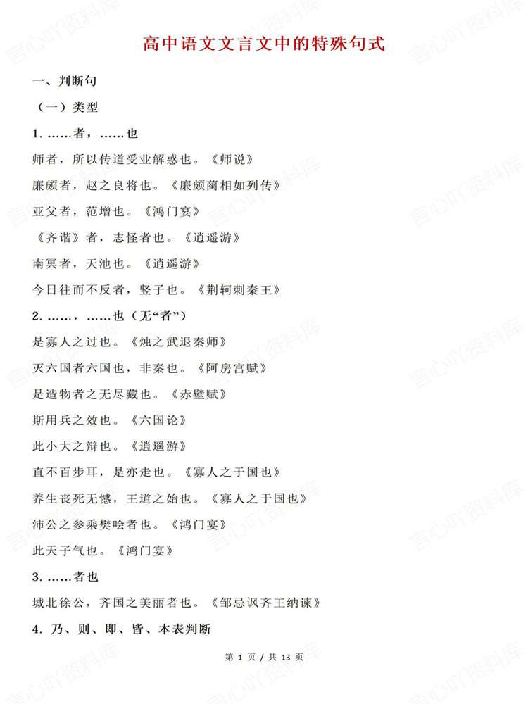 高中语文-文言文常见特殊句式归纳汇总插图高中语文1