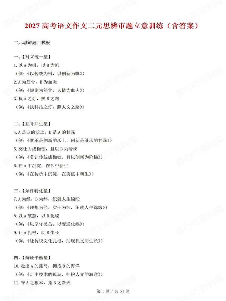 高中语文-高考作文考前复习审题立意模板训练插图高中语文1