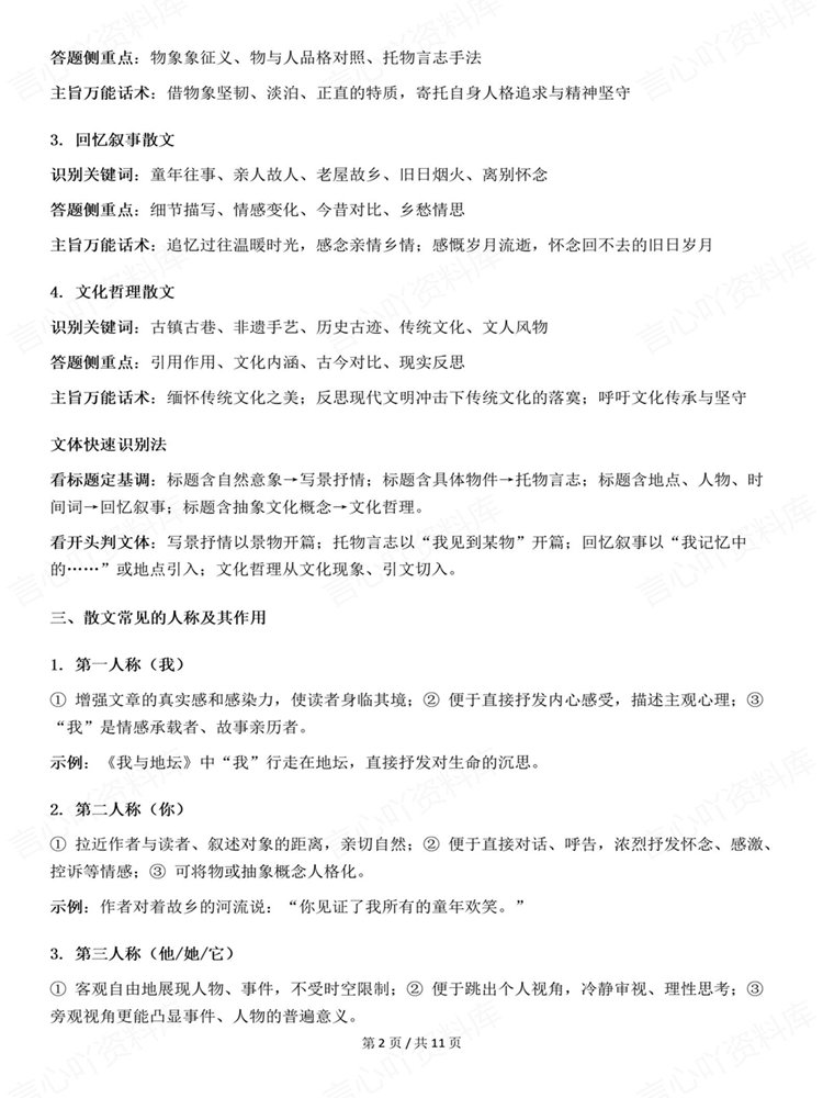 高中语文-散文阅读高考复习题型答题技巧知识汇总插图高中语文2 高中语文-散文阅读高考复习题型答题技巧知识汇总插图高中语文2