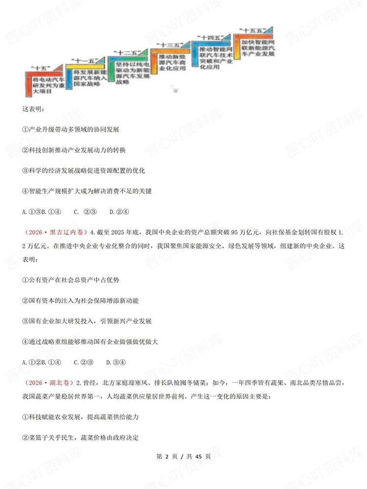 高中政治-必修二26高考真题试题汇总梳理《经济与社会》插图高中政治2