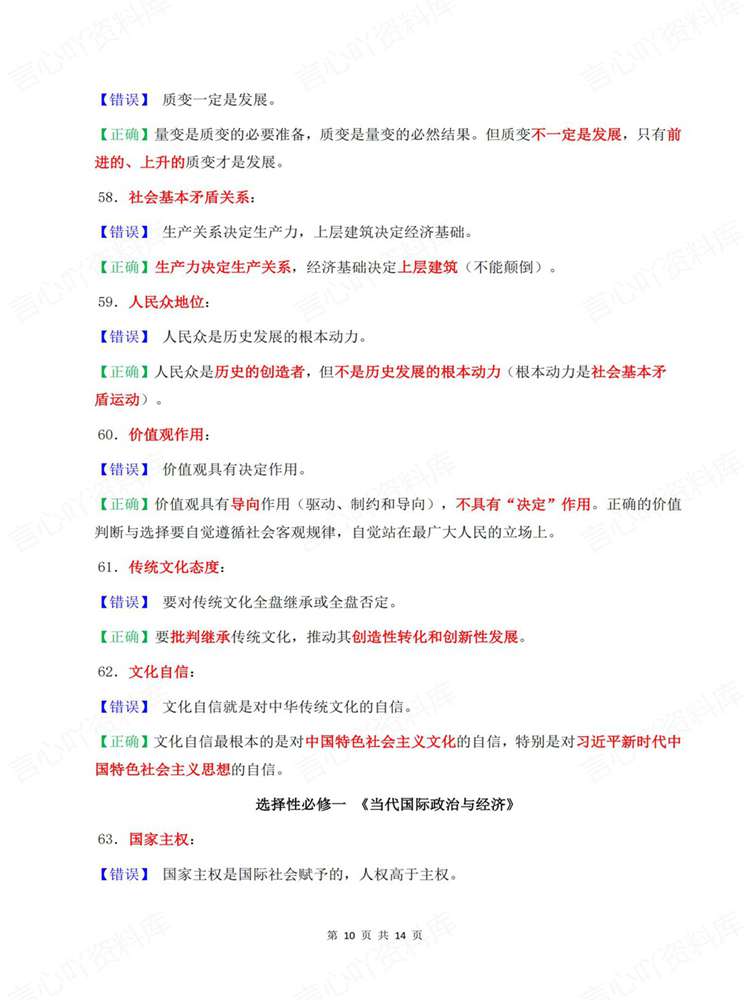 高中政治-必修选必全七册易错混汇总梳理插图高中政治7