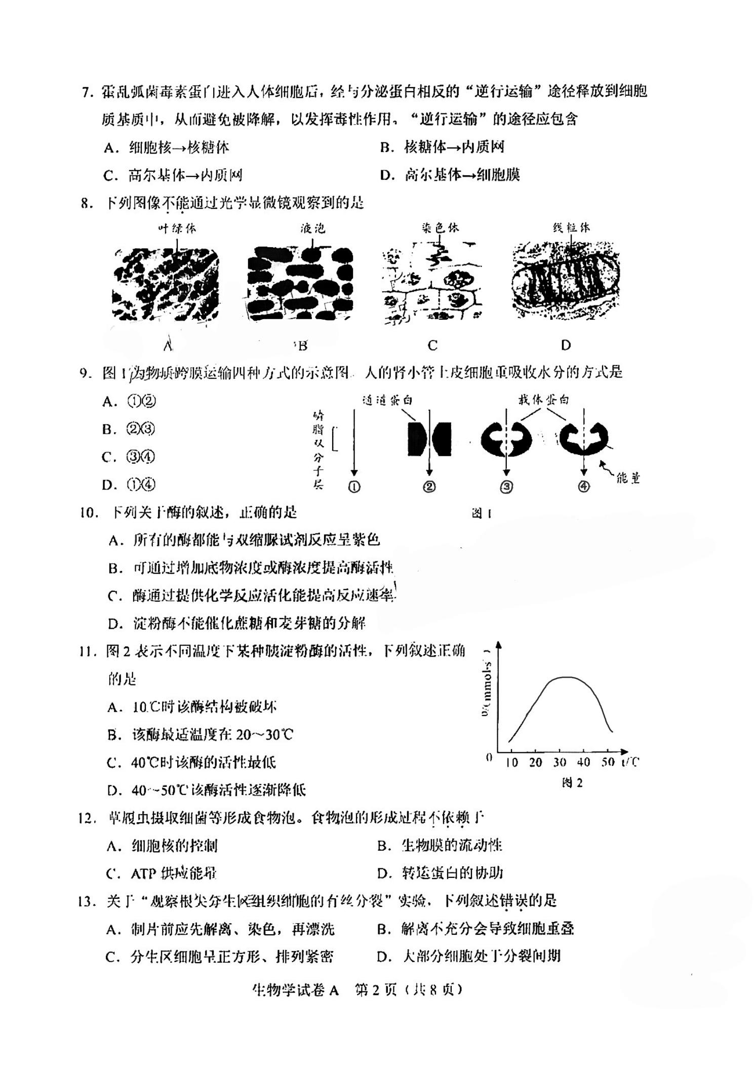 广东省2023年第1次高中学业水平合格性考试生物PDF无答案真题试卷答案解析学考会考春考高考插图历年学考真题1