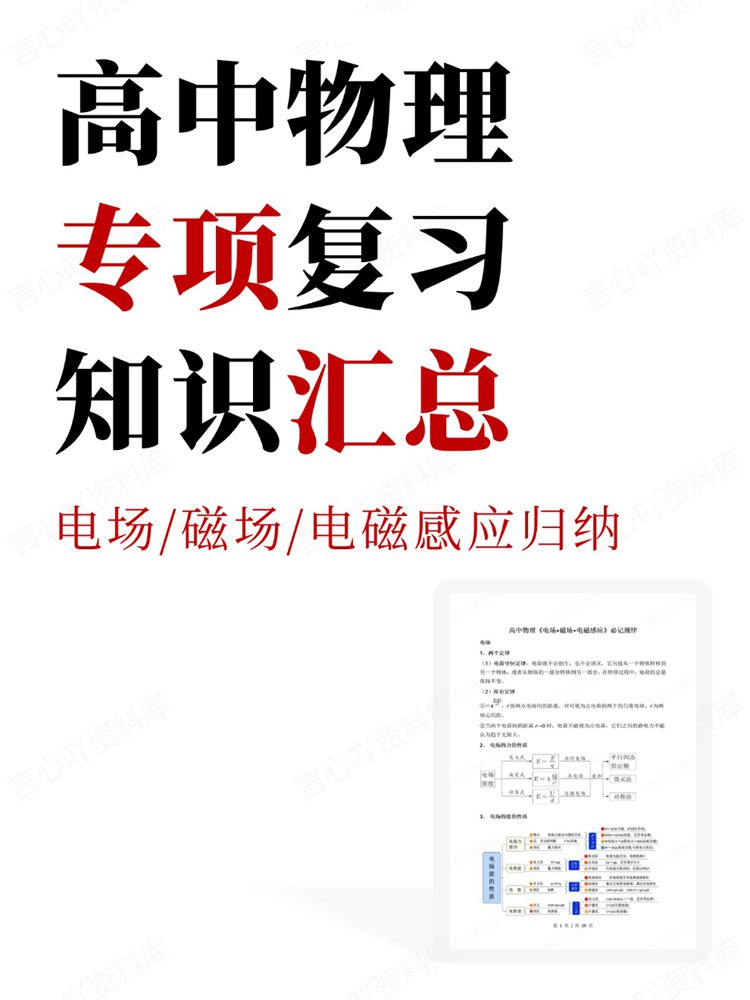 高中物理-专项复习电场/磁场/电磁感应归纳知识汇总