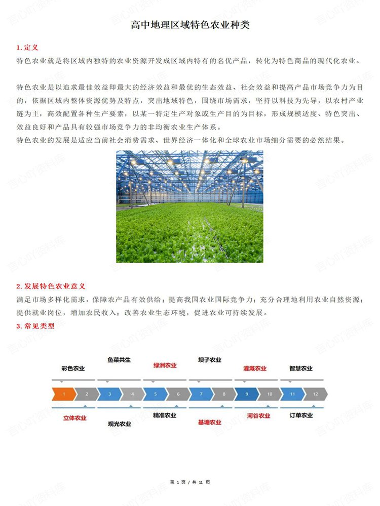 高中地理-高考复习区域特色农业种类知识梳理插图高中地理1