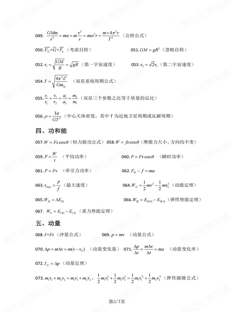 高中物理-汇总156个公式高考梳理归纳必背复习插图高中物理3