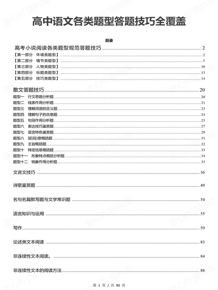 高中语文-考点各题型答题技巧方法汇总梳理插图高中语文1