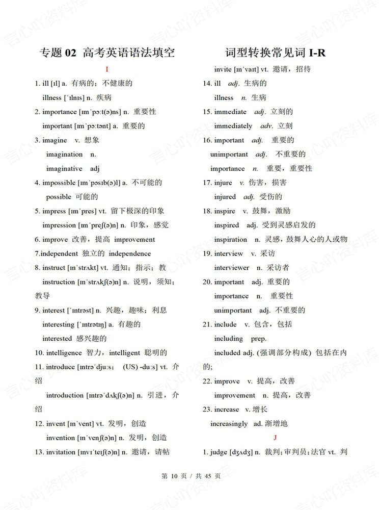 高中英语-词型转换高考复习常用词汇背默语法填空插图高中英语4