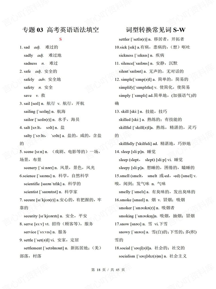 高中英语-词型转换高考复习常用词汇背默语法填空插图高中英语6