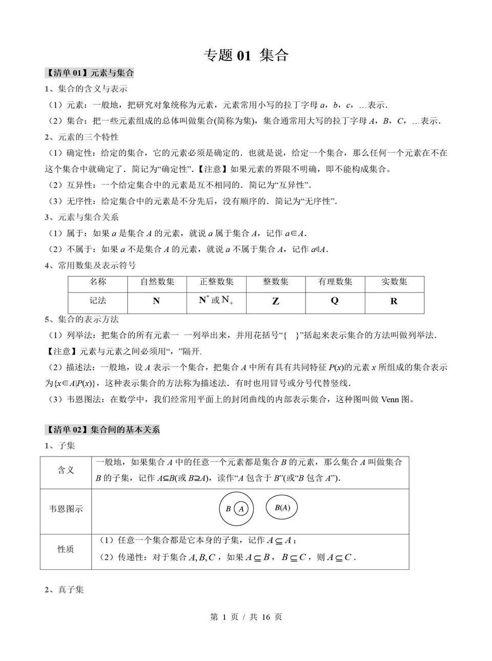 高中数学 | 高一上期中考点梳理知识清单苏教版插图高中考点专项1