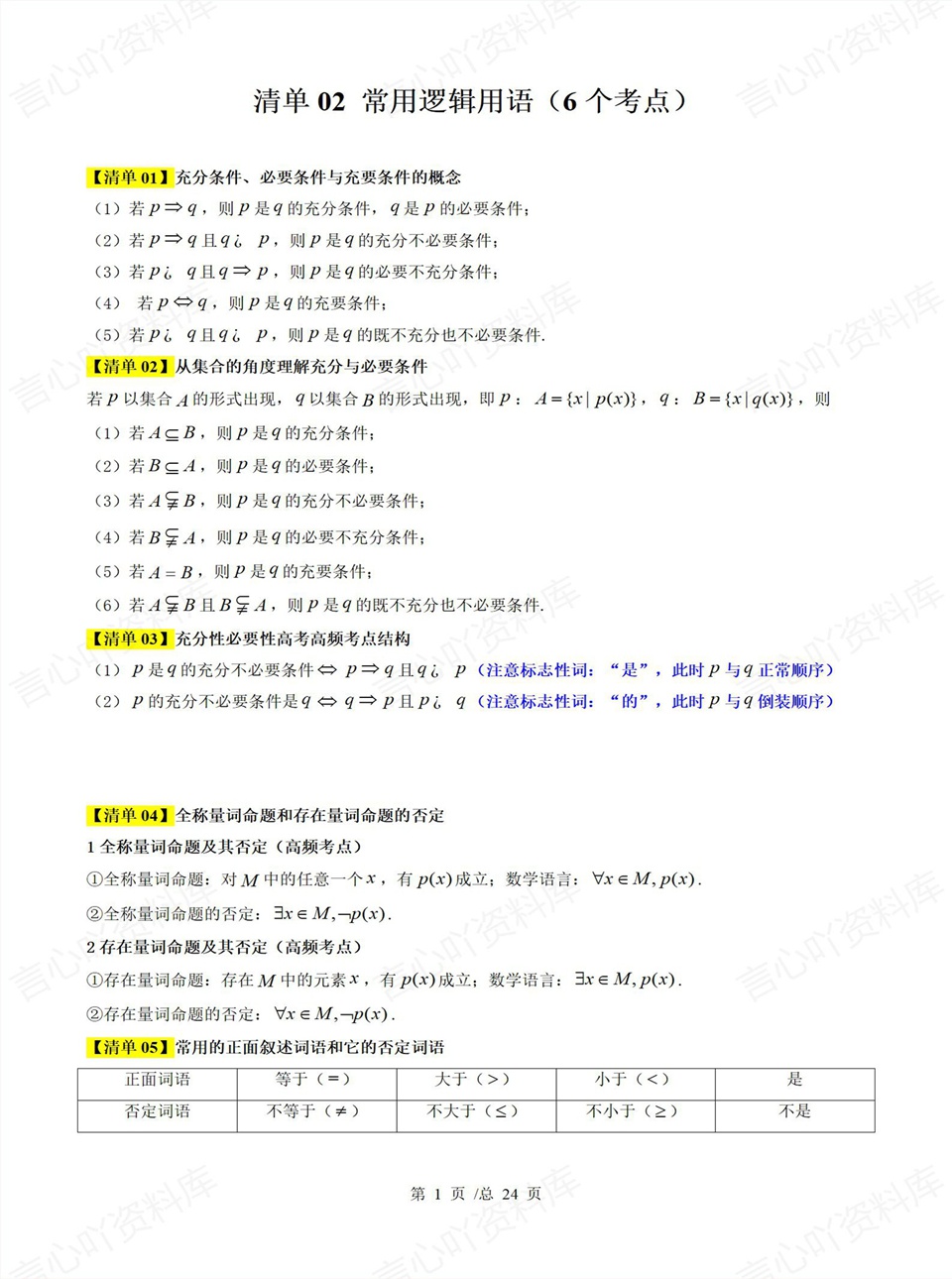 高中数学 | 高一上期中考点梳理知识清单人教版插图高中考点专项2