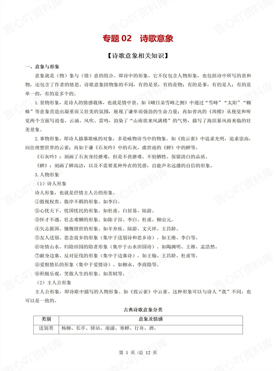 高中语文 | 高一上期中考试考点知识清单统编版插图高中考点专项3