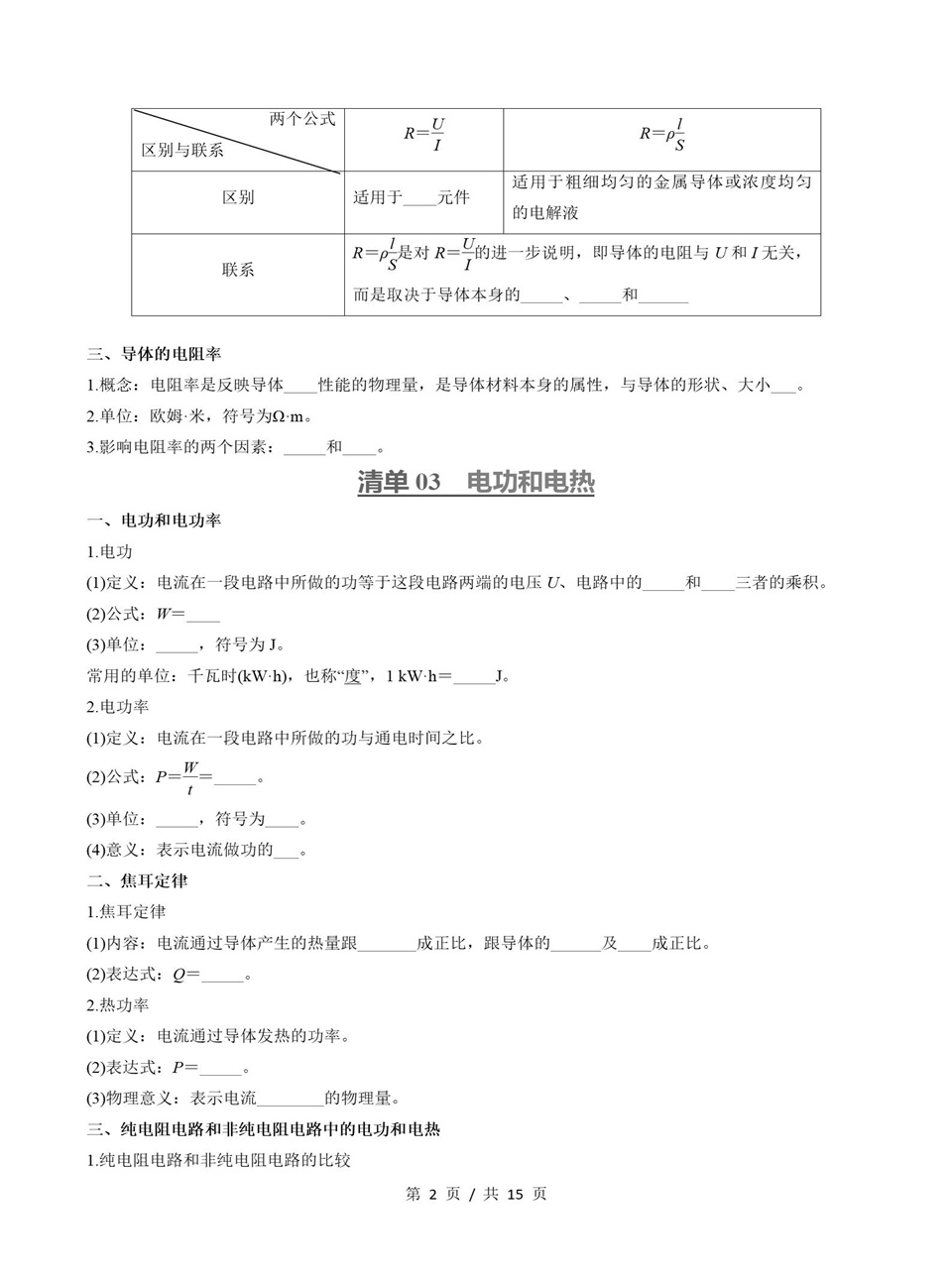 高中物理 | 高二上期中考点梳理知识清单鲁科版插图高中考点专项5