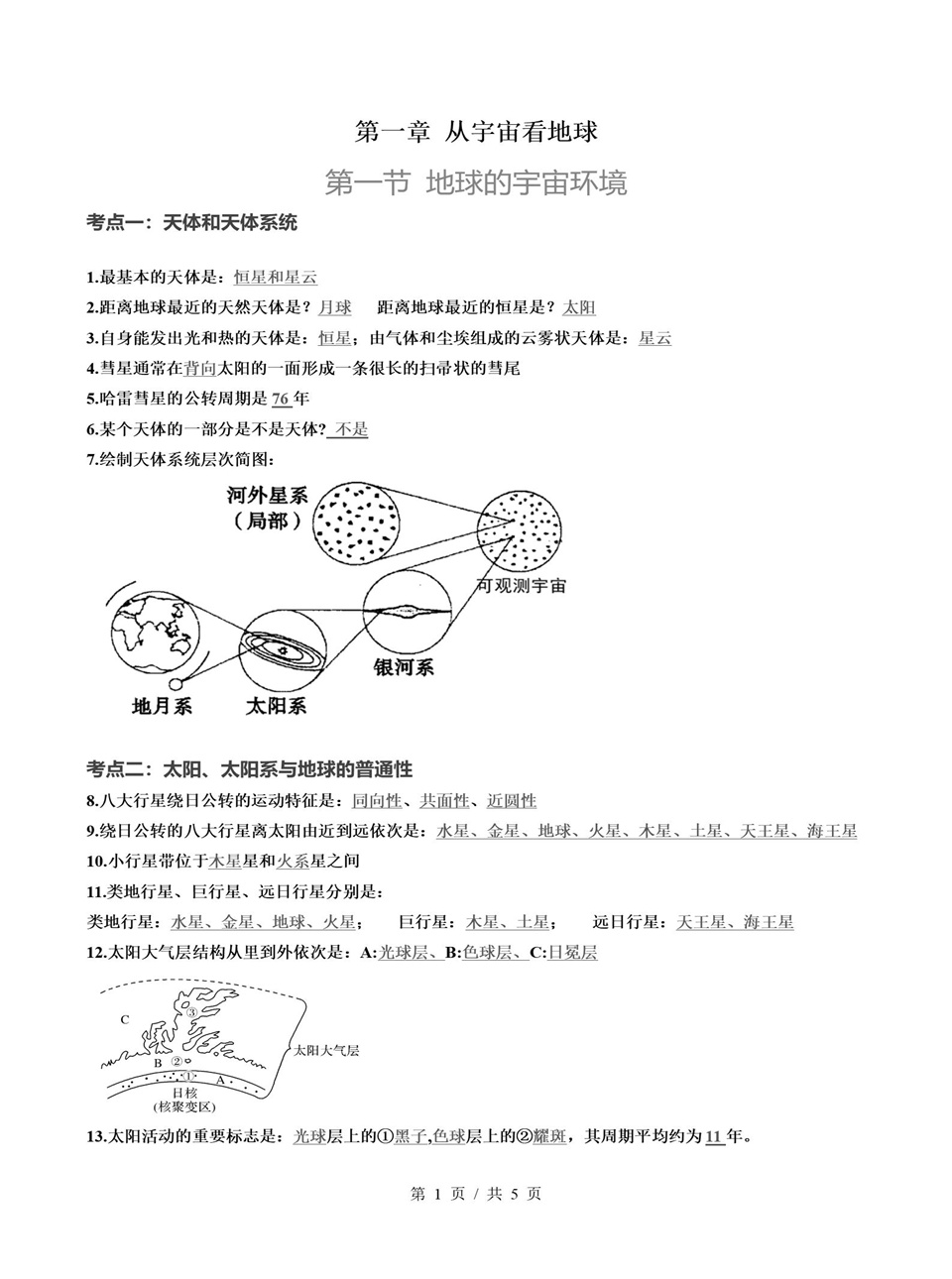 高中地理 | 高一上期中考点梳理知识清单鲁教版插图高中考点专项1